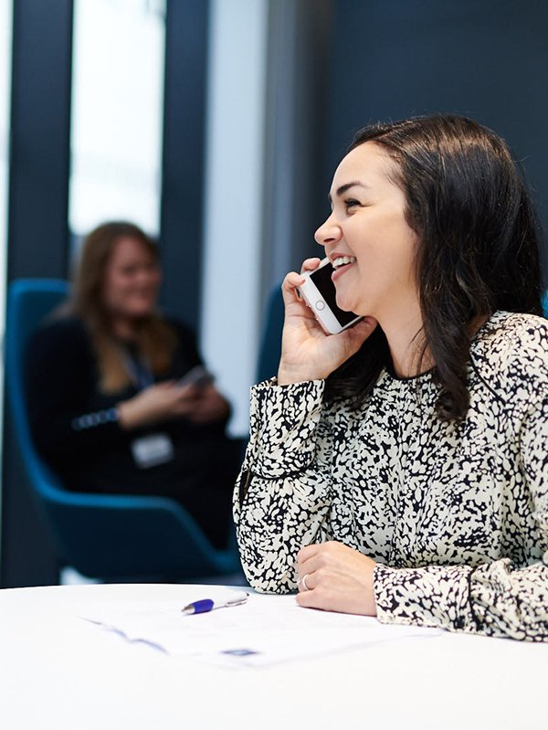 Woman on phone in Inovo Woman on phone in Inovo